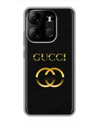 Чехол для TECNO Spark Go 2023 (BF7) с картинкой «Золотой логотип Gucci»