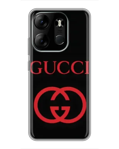 Чехол для TECNO Spark Go 2023 (BF7) с картинкой «Gucci — красный логотип»