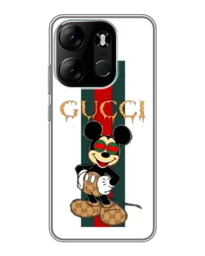 Чехол для TECNO Spark Go 2023 (BF7) с картинкой «Микки Маус Gucci — полосы»