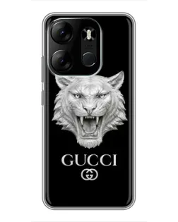 Чехол для TECNO Spark Go 2023 (BF7) с картинкой «Gucci — серебряный лев»