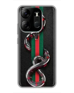Чехол для TECNO Spark Go 2023 (BF7) с картинкой «Gucci — змея на полосе»