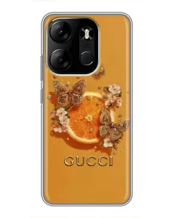 Чехол для TECNO Spark Go 2023 (BF7) с картинкой «Gucci — золотые бабочки»