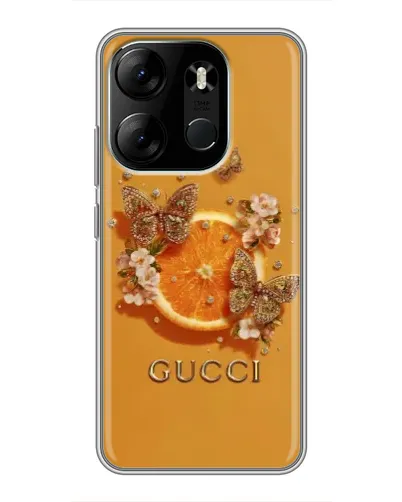 Чехол для TECNO Spark Go 2023 (BF7) с картинкой «Gucci — золотые бабочки» Чехол для TECNO Spark Go 2023 (BF7) с картинкой «Gucci — золотые бабочки»