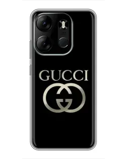 Чехол для TECNO Spark Go 2023 (BF7) с картинкой «Gucci — золото на черном»