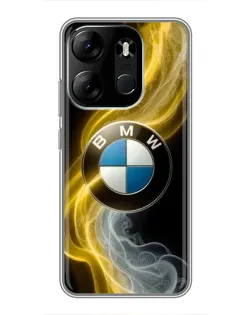Чехол для TECNO Spark Go 2023 (BF7) с картинкой «Золотистый дым BMW»