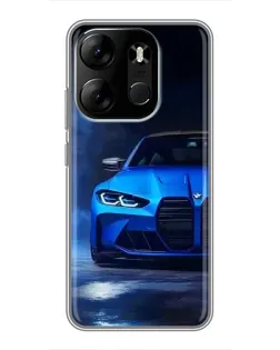 Чехол для TECNO Spark Go 2023 (BF7) с картинкой «Голубая BMW M4»
