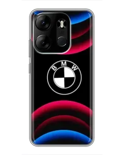 Чехол для TECNO Spark Go 2023 (BF7) с картинкой «Логотип BMW и неоновые дуги»