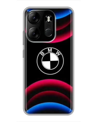Чехол для TECNO Spark Go 2023 (BF7) с картинкой «Логотип BMW и неоновые дуги»