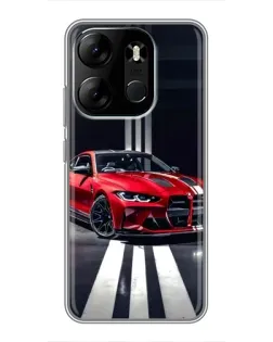 Чехол для TECNO Spark Go 2023 (BF7) с картинкой «Красная BMW на дороге»