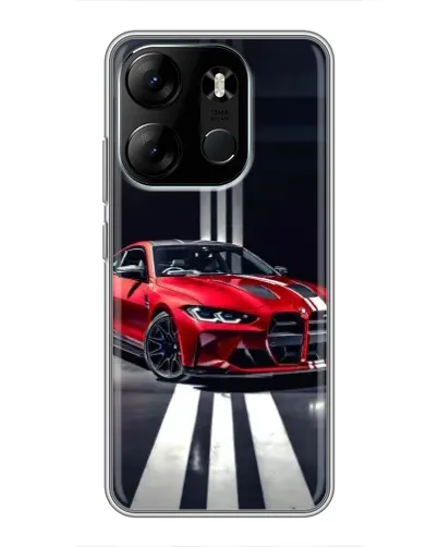 Чехол для TECNO Spark Go 2023 (BF7) с картинкой «Красная BMW на дороге»