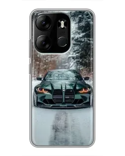 Чехол для TECNO Spark Go 2023 (BF7) с картинкой «BMW в зимнем лесу»