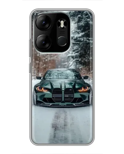 Чехол для TECNO Spark Go 2023 (BF7) с картинкой «BMW в зимнем лесу»