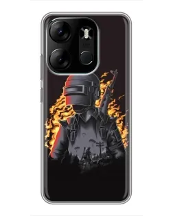Чехол для TECNO Spark Go 2023 (BF7) с картинкой «PUBG — огненный силуэт»