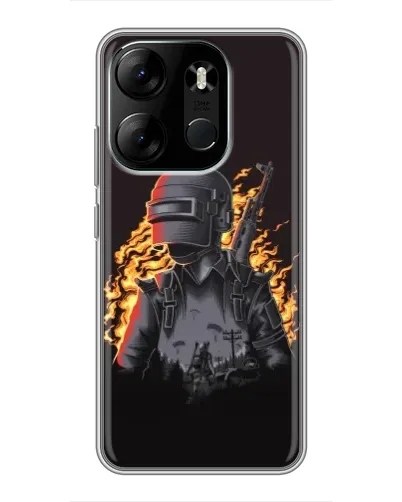 Чехол для TECNO Spark Go 2023 (BF7) с картинкой «PUBG — огненный силуэт»