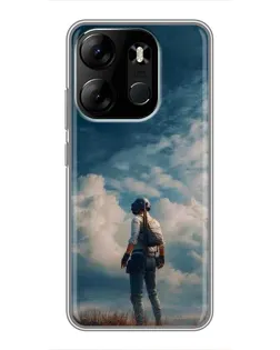 Чехол для TECNO Spark Go 2023 (BF7) с картинкой «Герой PUBG на скале»