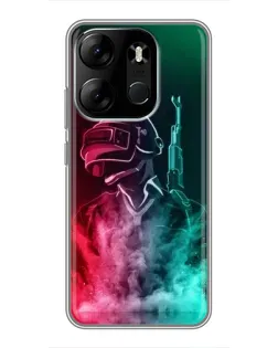 Чехол для TECNO Spark Go 2023 (BF7) с картинкой «PUBG — огненный воин»