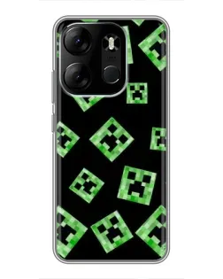 Чехол для TECNO Spark Go 2023 (BF7) с картинкой «Паттерн с криперами»