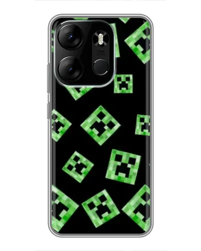 Чехол для TECNO Spark Go 2023 (BF7) с картинкой «Паттерн с криперами»