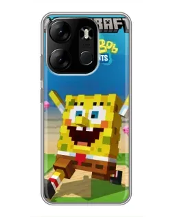 Чехол для TECNO Spark Go 2023 (BF7) с картинкой «Губка Боб Minecraft»