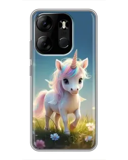 Чехол для TECNO Spark Go 2023 (BF7) с картинкой «Единорог на поляне»