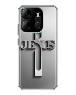 Чехол для TECNO Spark Go 2023 (BF7) с картинкой «Металлический крест Jesus»