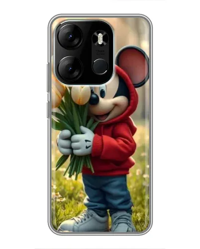 Чехол для TECNO Spark Go 2023 (BF7) с картинкой «Микки с тюльпанами»