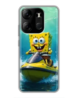 Чохол для TECNO Spark Go 2023 (BF7) з картинкою «Спанч Боб на гідроциклі»