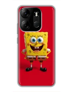 Чохол для TECNO Spark Go 2023 (BF7) з картинкою «Спанч Боб на червоному»