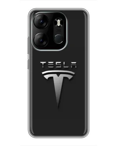 Чехол для TECNO Spark Go 2023 (BF7) с картинкой «Стальной логотип Tesla»