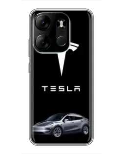 Чехол для TECNO Spark Go 2023 (BF7) с картинкой «Tesla Model Y»