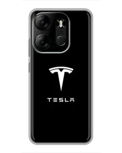 Чехол для TECNO Spark Go 2023 (BF7) с картинкой «Tesla White Logo»