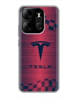 Чехол для TECNO Spark Go 2023 (BF7) с картинкой «Тесла красный карбон»