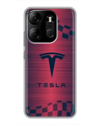 Чехол для TECNO Spark Go 2023 (BF7) с картинкой «Тесла красный карбон»