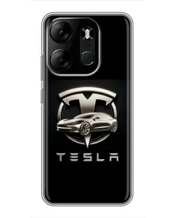 Чехол для TECNO Spark Go 2023 (BF7) с картинкой «Tesla — серебристое авто»