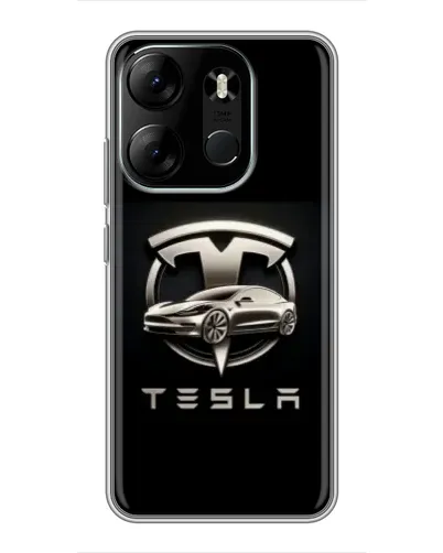 Чехол для TECNO Spark Go 2023 (BF7) с картинкой «Tesla — серебристое авто»