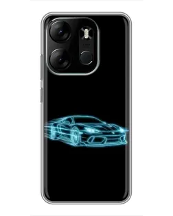 Чохол для TECNO Spark Go 2023 (BF7) з картинкою «Неоновий контур Lamborghini»