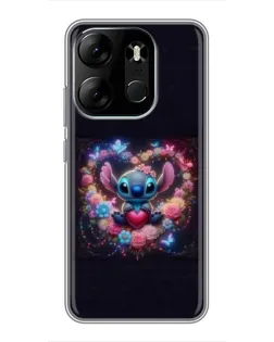 Чехол для TECNO Spark Go 2023 (BF7) с картинкой «Stitch в цветах» Чехол для TECNO Spark Go 2023 (BF7) с картинкой «Stitch в цветах»