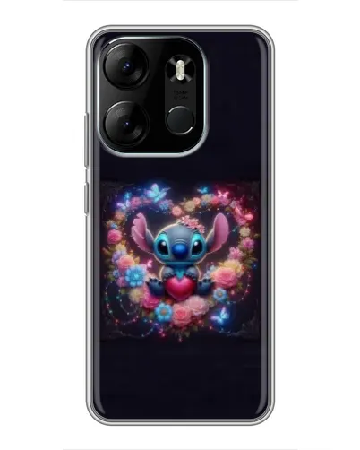 Чехол для TECNO Spark Go 2023 (BF7) с картинкой «Stitch в цветах»