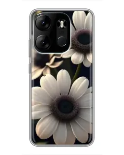 Чехол для TECNO Spark Go 2023 (BF7) с картинкой «Белые маргаритки макро»