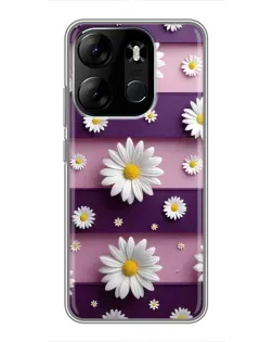 Чехол для TECNO Spark Go 2023 (BF7) с картинкой «Ромашки на фиолетовом»