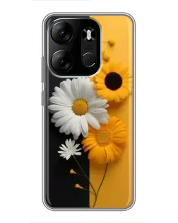 Чехол для TECNO Spark Go 2023 (BF7) с картинкой «Подсолнух и ромашка»