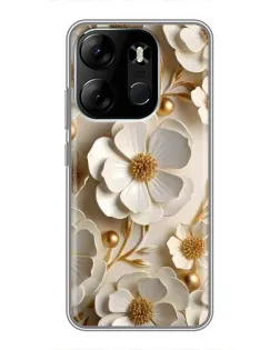 Чехол для TECNO Spark Go 2023 (BF7) с картинкой «Белие бумажние  цвети»