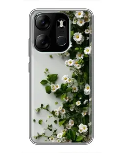 Чехол для TECNO Spark Go 2023 (BF7) с картинкой «Ветка мелких белых цветов»