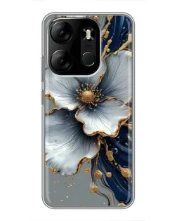 Чехол для TECNO Spark Go 2023 (BF7) с картинкой «Белый цветок и золотой флюид»
