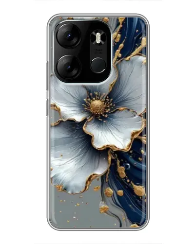Чехол для TECNO Spark Go 2023 (BF7) с картинкой «Белый цветок и золотой флюид» Чехол для TECNO Spark Go 2023 (BF7) с картинкой «Белый цветок и золотой флюид»