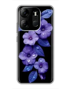 Чохол для TECNO Spark Go 2023 (BF7) з картинкою «Фіолетові квіти з росою»