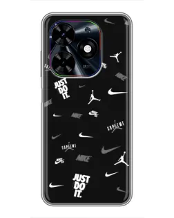 Чехол для TECNO Spark Go 2024 (BG6) с картинкой «Nike Black Pattern»