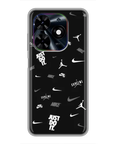 Чехол для TECNO Spark Go 2024 (BG6) с картинкой «Nike Black Pattern»