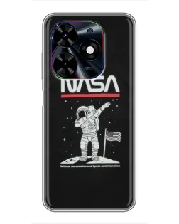 Чехол для TECNO Spark Go 2024 (BG6) с картинкой «NASA — шагаем по Луне»