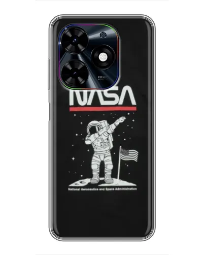 Чехол для TECNO Spark Go 2024 (BG6) с картинкой «NASA — шагаем по Луне»